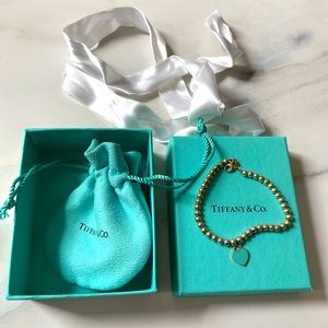 Auth Tiffany Blue Heart Tag Bead Bracelet